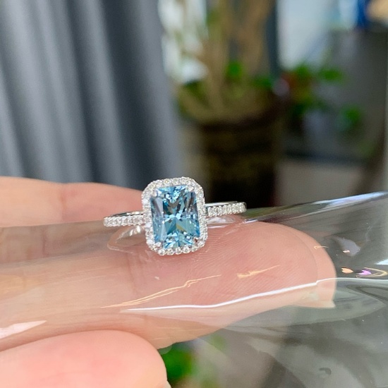 14k Gold 1.41 Ctw Natural Aquamarine & Diamond Ring