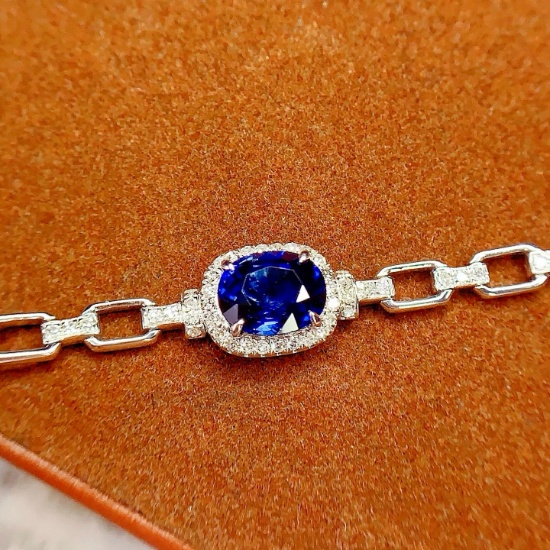 14k Gold 1.2 Ct Natural Sapphire & Diamond Bracelet