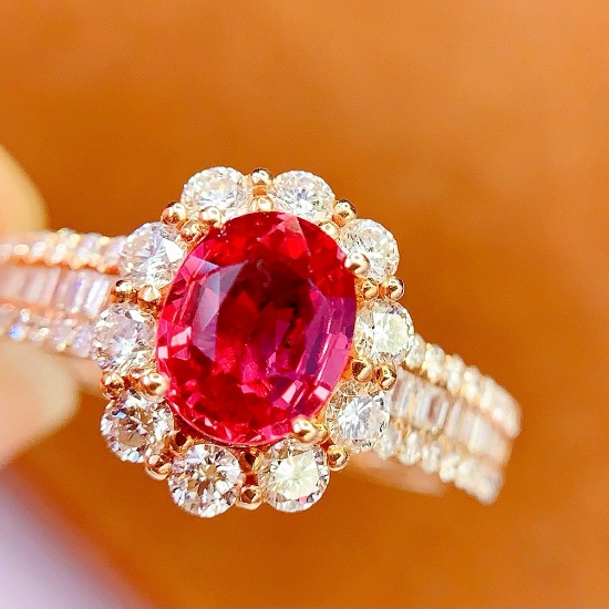 14k Gold 1.4 Ct Natural Ruby & Diamond Ring