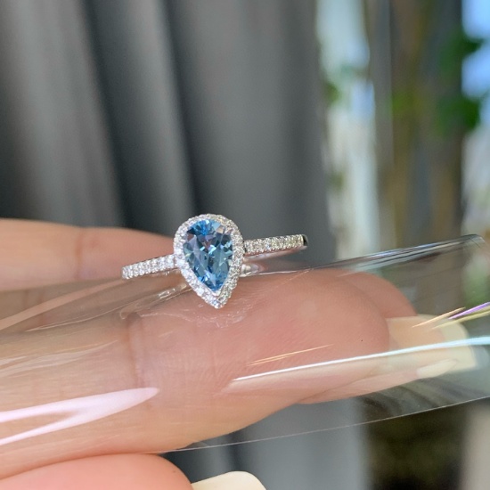 14k Gold 0.62 Ctw Natural Aquamarine & Diamond Ring