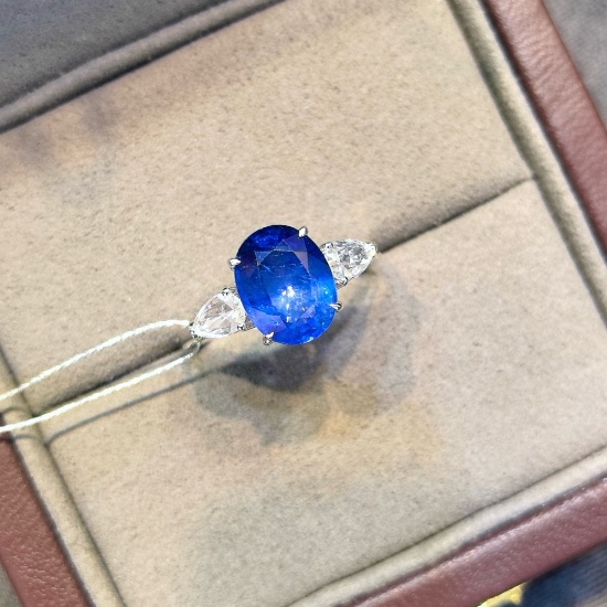 14k Gold 3.28 Ctw Natural Sapphire & Diamond Ring