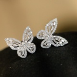 14k Gold 0.66 Ct Natural H Diamond & Butterfly Earrings