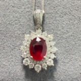 14k Gold 1.40 Ctw Natural Ruby & Diamond Pendant( Without Chain )