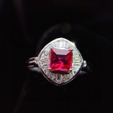 14k Gold 0.55 Ct Natural Ruby & Diamond Ring