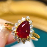 14k Gold 2.12 Ctw Natural Ruby & Diamond Ring
