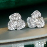 14k Gold 0.48 Ct Natural H Diamond & Flowers Earrings