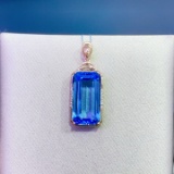 14k Gold 10.99 Ctw Natural Topaz & Diamond Pendant( Without Chain )