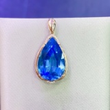 14k Gold 19.85 Ctw Natural Topaz & Diamond Pendant( Without Chain )