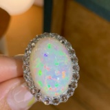 14k Gold 21.44 Ctw Natural Opal & Sapphire Ring