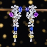 14k Gold 10.06 Ctw Natural Sapphire & Sapphire Earrings