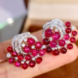 14k Gold 8.99 Ctw Natural Ruby & Diamond Earrings