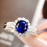 14k Gold 1.39 Ctw Natural Sapphire & Diamond Ring