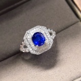 14k Gold 1.28 Ctw Natural Sapphire & Diamond Ring