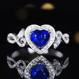 14k Gold 1.37 Ctw Natural Sapphire & Diamond Ring