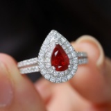 14k Gold 0.89 Ctw Natural Ruby & Diamond Ring