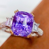 14k Gold 5.57 Ct Natural Sapphire & Diamond Ring
