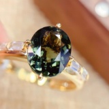 14k Gold 2.7 Ct Natural Tourmaline & Sapphire Ring