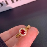 14k Gold 0.62 Ctw Natural Ruby & Diamond Ring