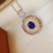 14k Gold 0.79 Ctw Natural Sapphire & Diamond Pendant( Without Chain )