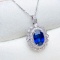 14k Gold 2.11 Ctw Natural Sapphire & Diamond Pendant( Without Chain )