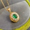 14k Gold 0.38 Ctw Natural Emerald & Diamond Pendant( Without Chain )
