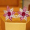 14k Gold 0.79 Ctw Natural Ruby & Diamond Earrings