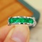 14k Gold 1.20 Ctw Vivid Green Natural Emerald & Diamond Ring