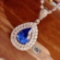 14k Gold 1.45 Ct Vivid Blue Natural Sapphire & Diamond Pendant( Without Chain )