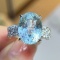 14k Gold 7.73 Ctw Natural Aquamarine & Diamond Ring