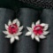 14k Gold 2.12 Ct Natural Ruby & Diamond Earrings