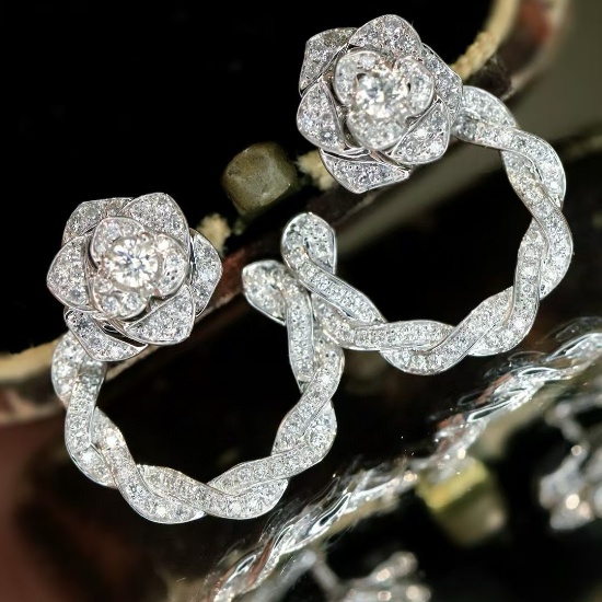 14k Gold 0.46 Ct Natural H Diamond Earrings
