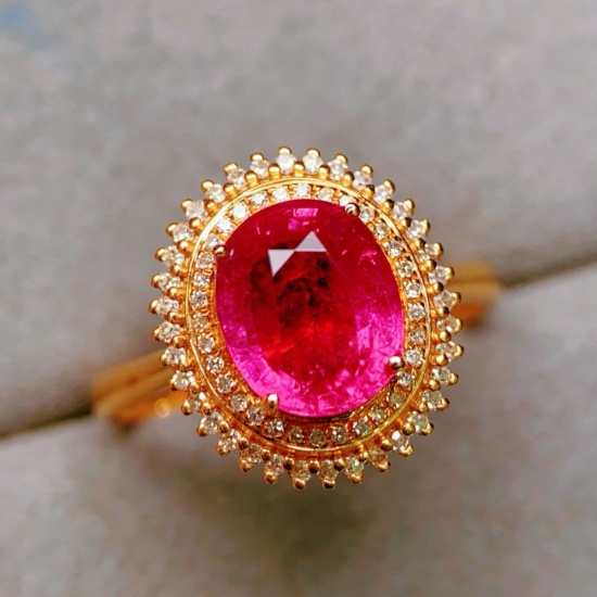 14k Gold 2.33 Ctw Natural Tourmaline & Diamond Ring