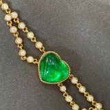 14k Gold 2.13 Ct Vivid Green Natural Emerald & Diamond Bracelet