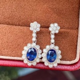 14k Gold 2.51 Ctw Natural Sapphire & Diamond Earrings