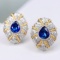14k Gold 2.08 Ctw Natural Sapphire & Diamond Earrings