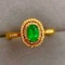 14k Gold 0.55 Ct Vivid Green Natural Emerald & Diamond Ring