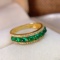 14k Gold 1.50 Ct Vivid Green Natural Emerald & Diamond Ring