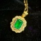 14k Gold 1.40 Ctw Vivid Green Natural Emerald & Diamond Pendant( Without Chain )