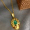 14k Gold 1.00 Ct Natural Emerald & Diamond & Ruby Pendant( Without Chain )