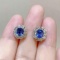 14k Gold 3.11 Ctw Natural Sapphire & Diamond Earrings