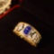 14k Gold 0.87 Ctw Natural Sapphire & Diamond Ring