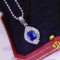 14k Gold 2.24 Ctw Natural Sapphire & Diamond Pendant( Without Chain )