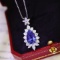 14k Gold 5.68 Ctw Natural Sapphire & Diamond Pendant( Without Chain )