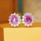 14k Gold 1.24 Ctw Natural Padparadscha Sapphire & Diamond Earrings