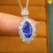 14k Gold 2.33 Ctw Natural Sapphire & Diamond Pendant( Without Chain )