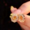 14k Gold 2.24 Ctw Natural Spessartine & Diamond Earrings