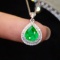 14k Gold 0.82 Ctw Vivid Green Natural Emerald & Diamond Pendant( Without Chain )