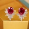 14k Gold 1.23 Ctw Natural Ruby & Diamond Earrings