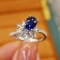 14k Gold 1.55 Ctw Natural Sapphire & Diamond Ring
