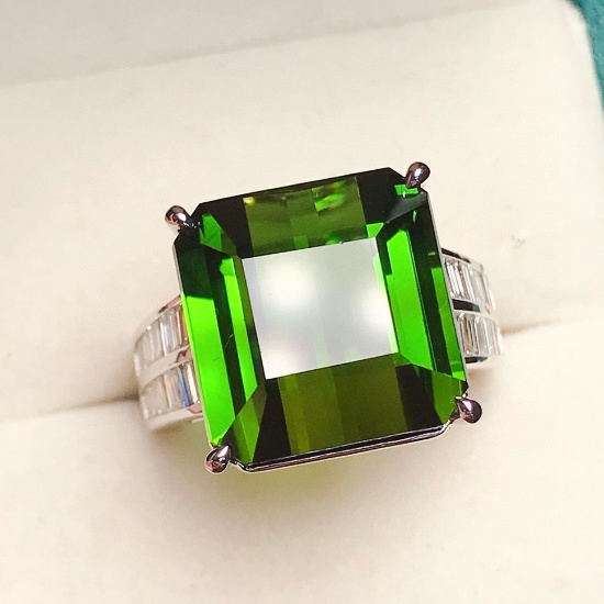 14k Gold 22.86 Ct Natural Tourmaline & Diamond Ring